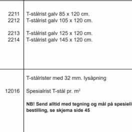 instruksjoner og tegninger av innredning og spalter
